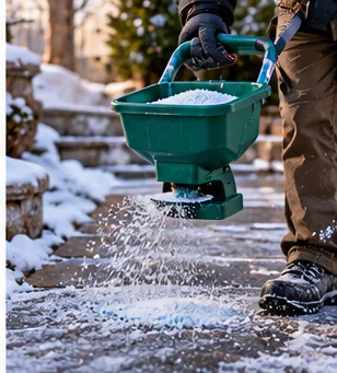 Best Ice Melt Spreader for a Driveway: Handheld vs Walk-Behind winter snow equipment image