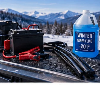 Winter vehicle emergency kits (illustrative equipment photo)